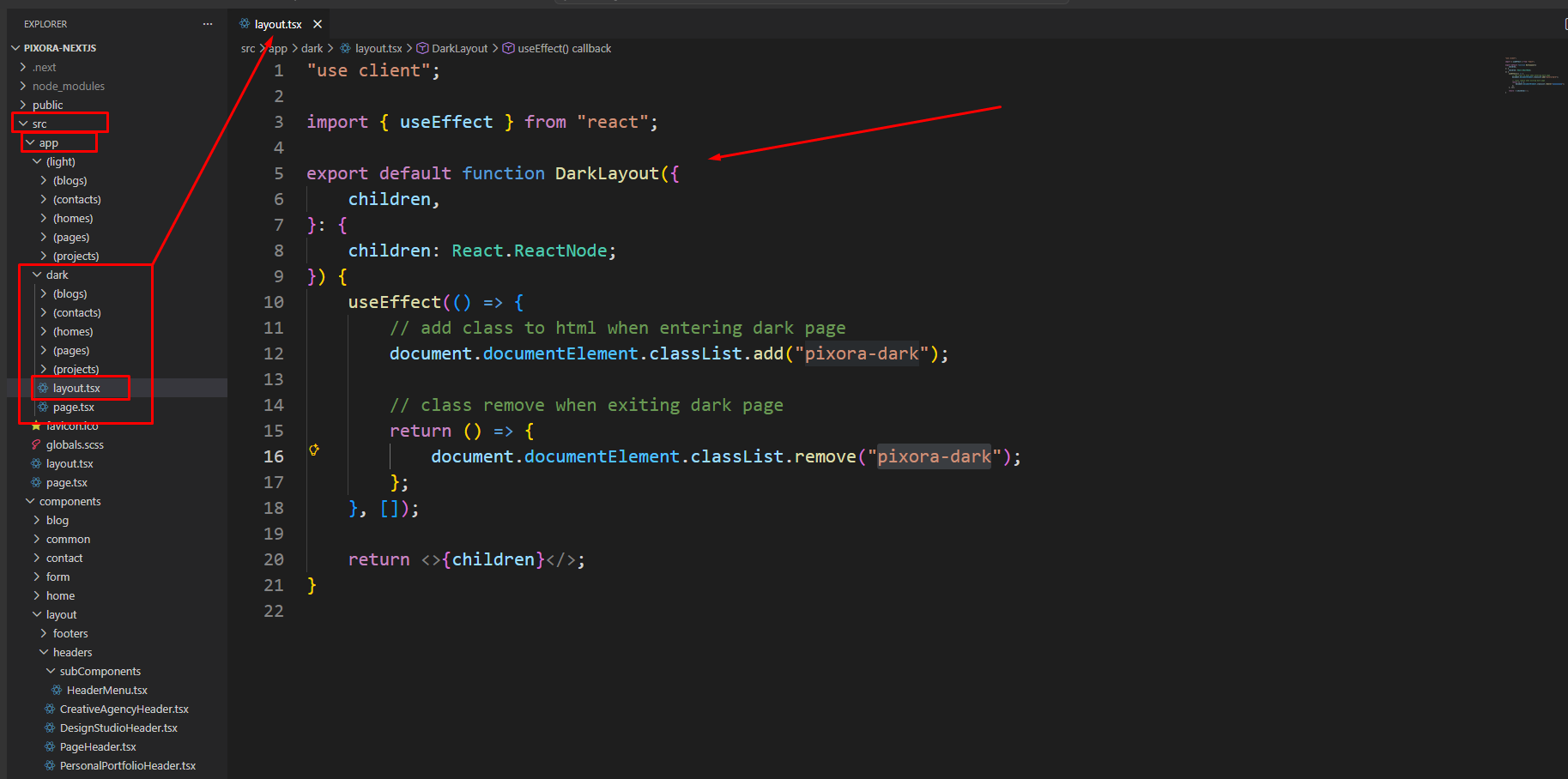 Dark Layout Structure